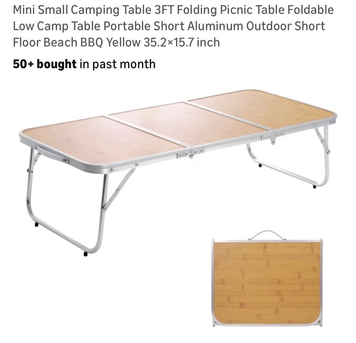 Folding Portable Camping Table - Wood Top