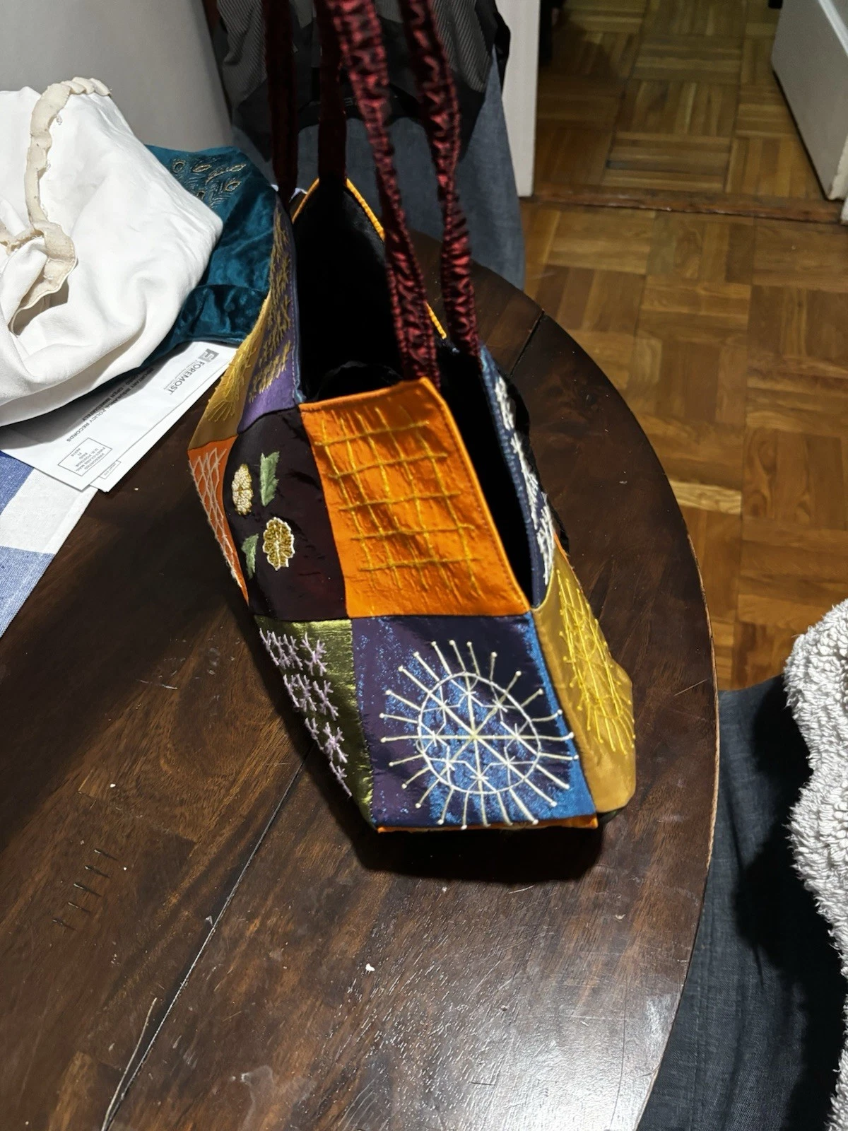 Multicolor Patchwork Embroidered Drawstring Shoulder Bag Boho Pa - photo 5