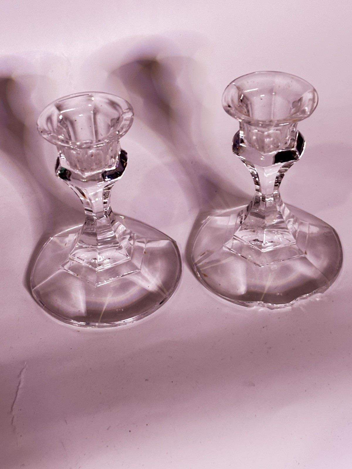 Clear Glass Pressed Candlesticks Decorative 5in Taper Candle Hol