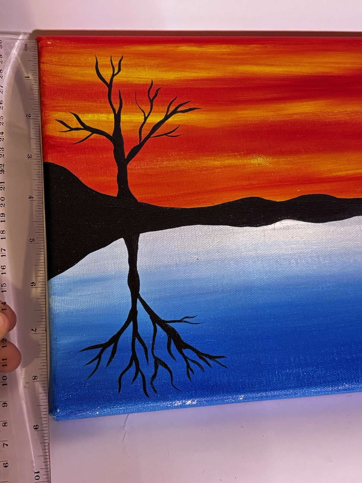 Zoila C Original Acrylic Tree Sunset Reflection Painting - photo 2