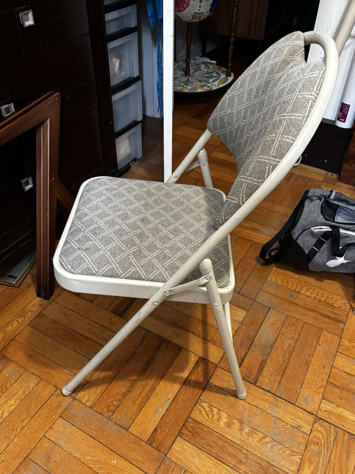Samsonite Fabric Padded Folding Chair Gray Metal Frame 16x16" Se