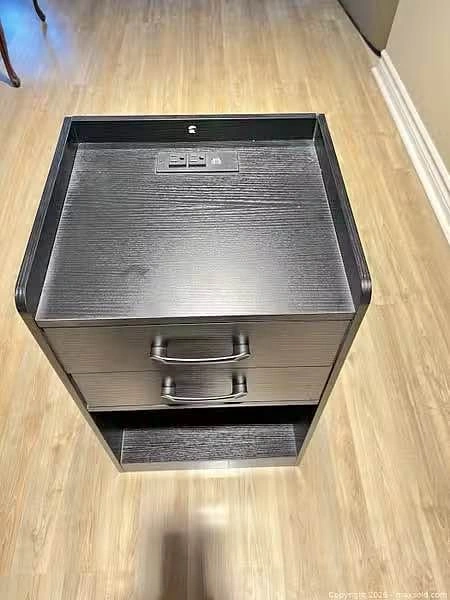 Black Engineered Wood Console Cabinet w/ Power & USB