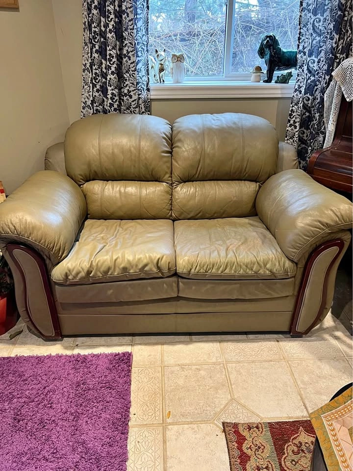 Green Faux Leather 2-Seater Loveseat