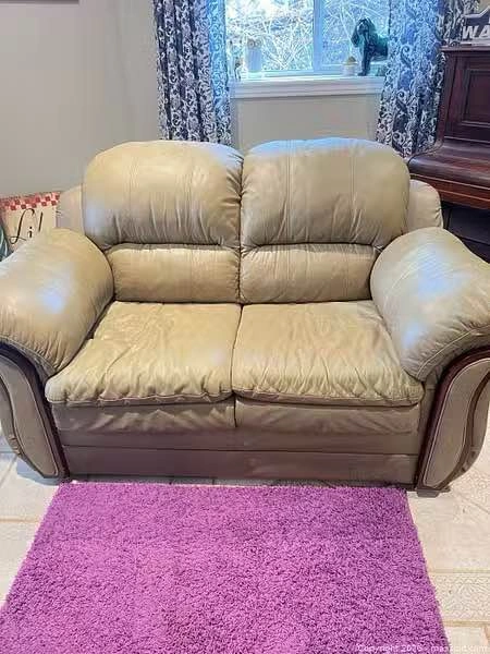 Green Faux Leather 2-Seater Loveseat - photo 2