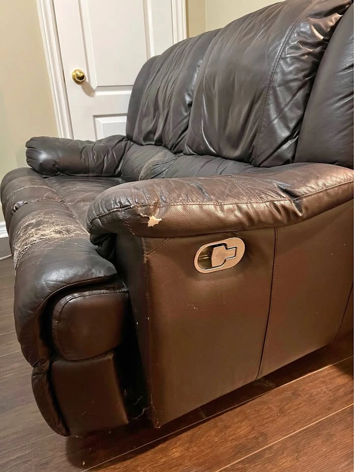 Dark Brown Bonded Leather 2-Seater Recliner Loveseat