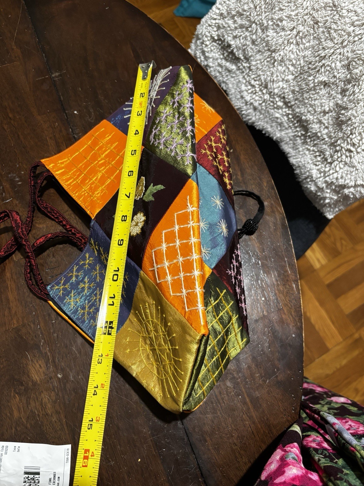 Multicolor Patchwork Embroidered Drawstring Shoulder Bag Boho Pa