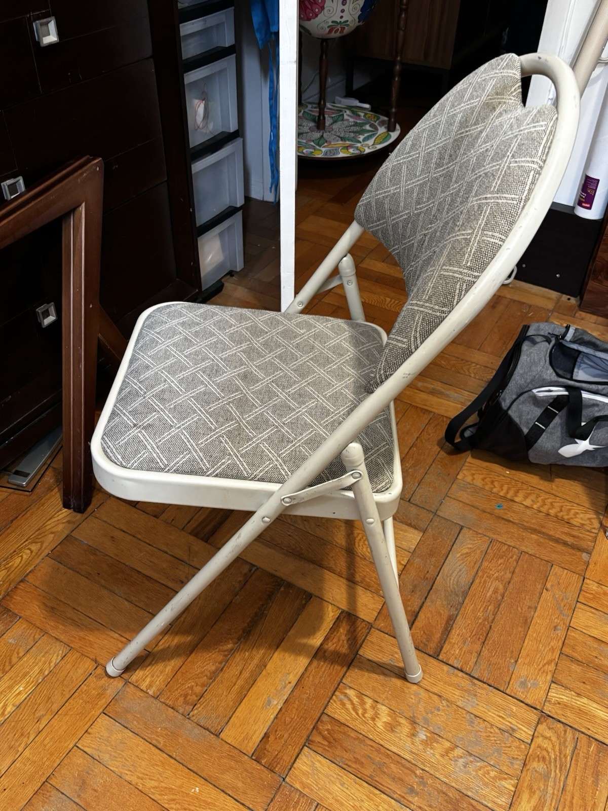 Samsonite Fabric Padded Folding Chair Gray Metal Frame 16x16" Se