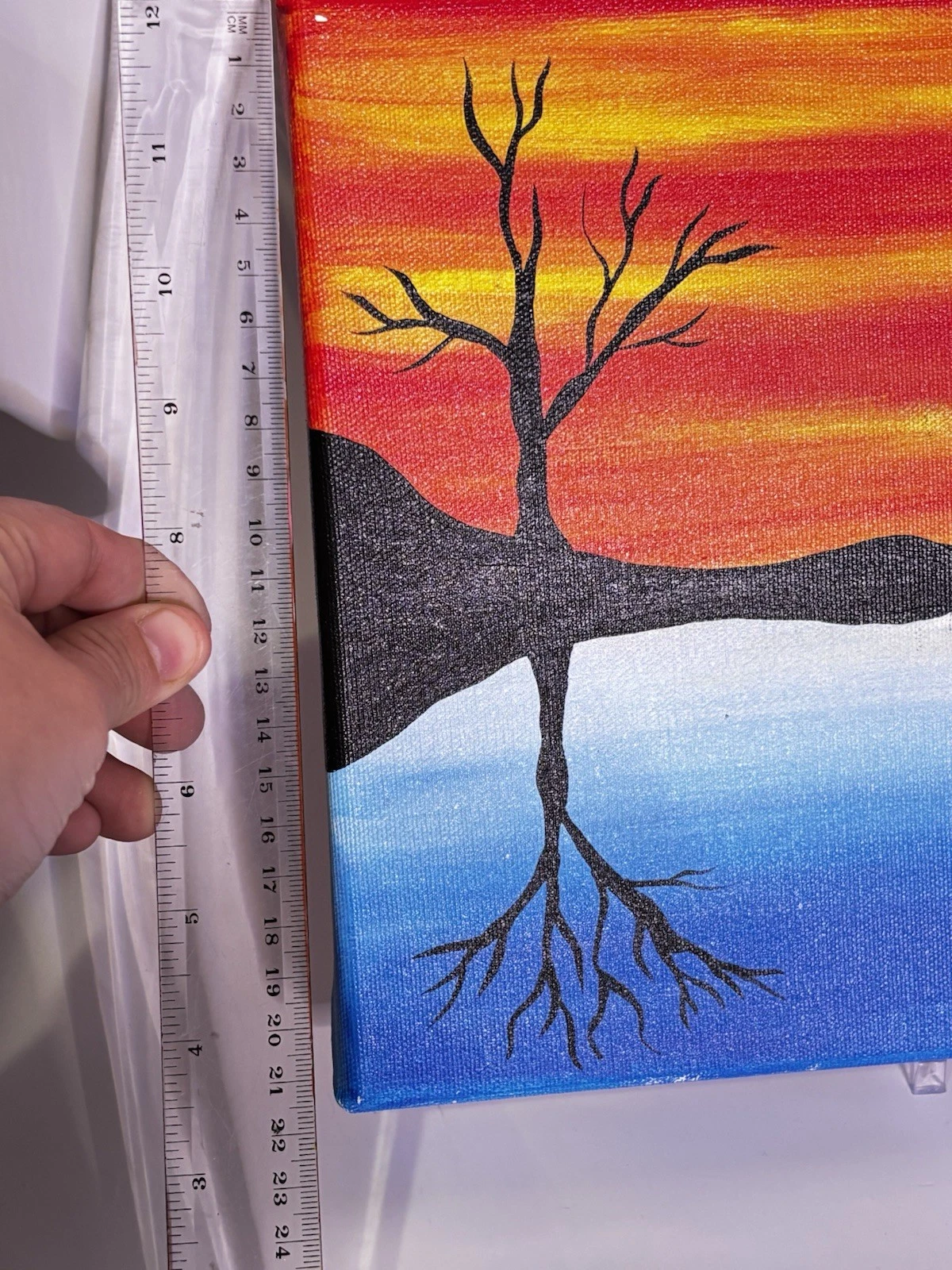 Zoila C Original Acrylic Tree Sunset Reflection Painting - photo 3