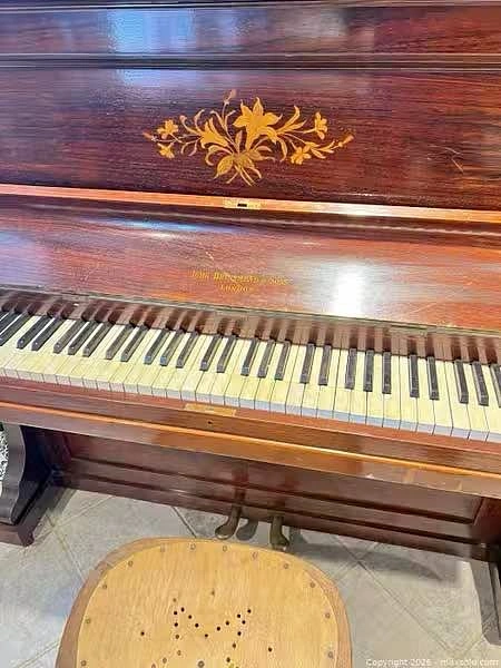 John Brinsmead & Sons Antique Upright Piano, Mahogany Veneer