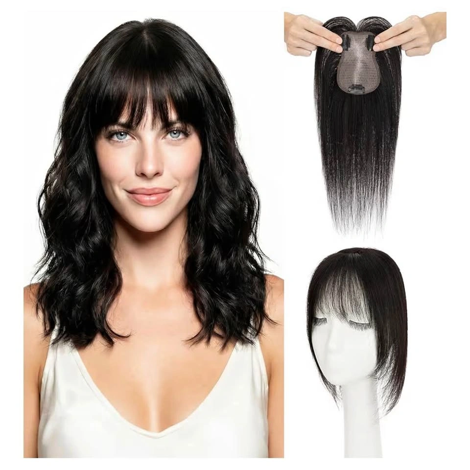 100% Human Hair Topper With Bangs