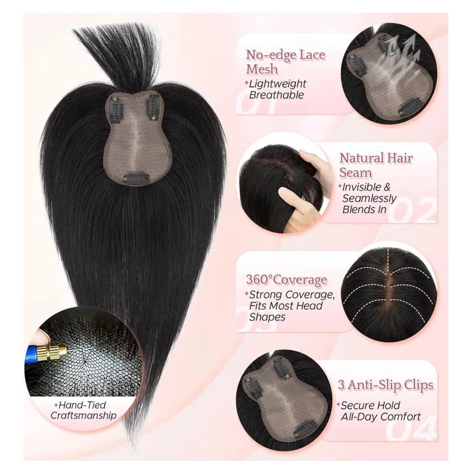 100% Human Hair Topper With Bangs - photo 3