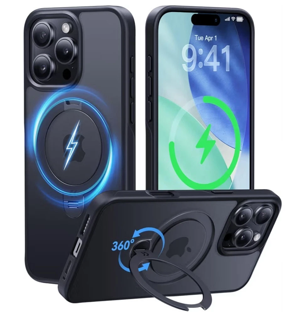 CASEKOO 360 Spin Stand Case for iPhone 16 Pro - Military Grade