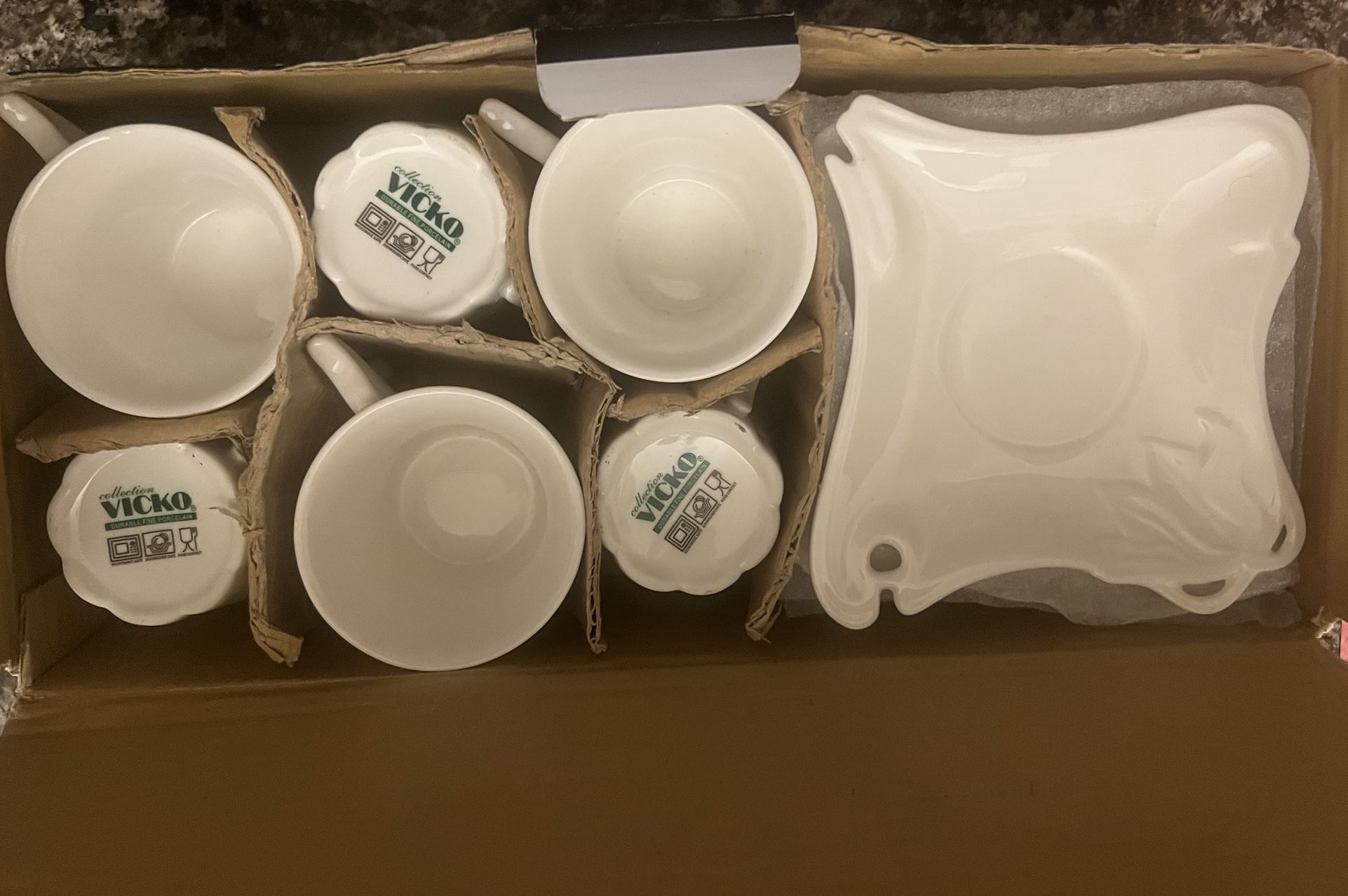 Set Of 6 Vicko Fine Porcelain Coffee Cups & Saucers BNIB - photo 2