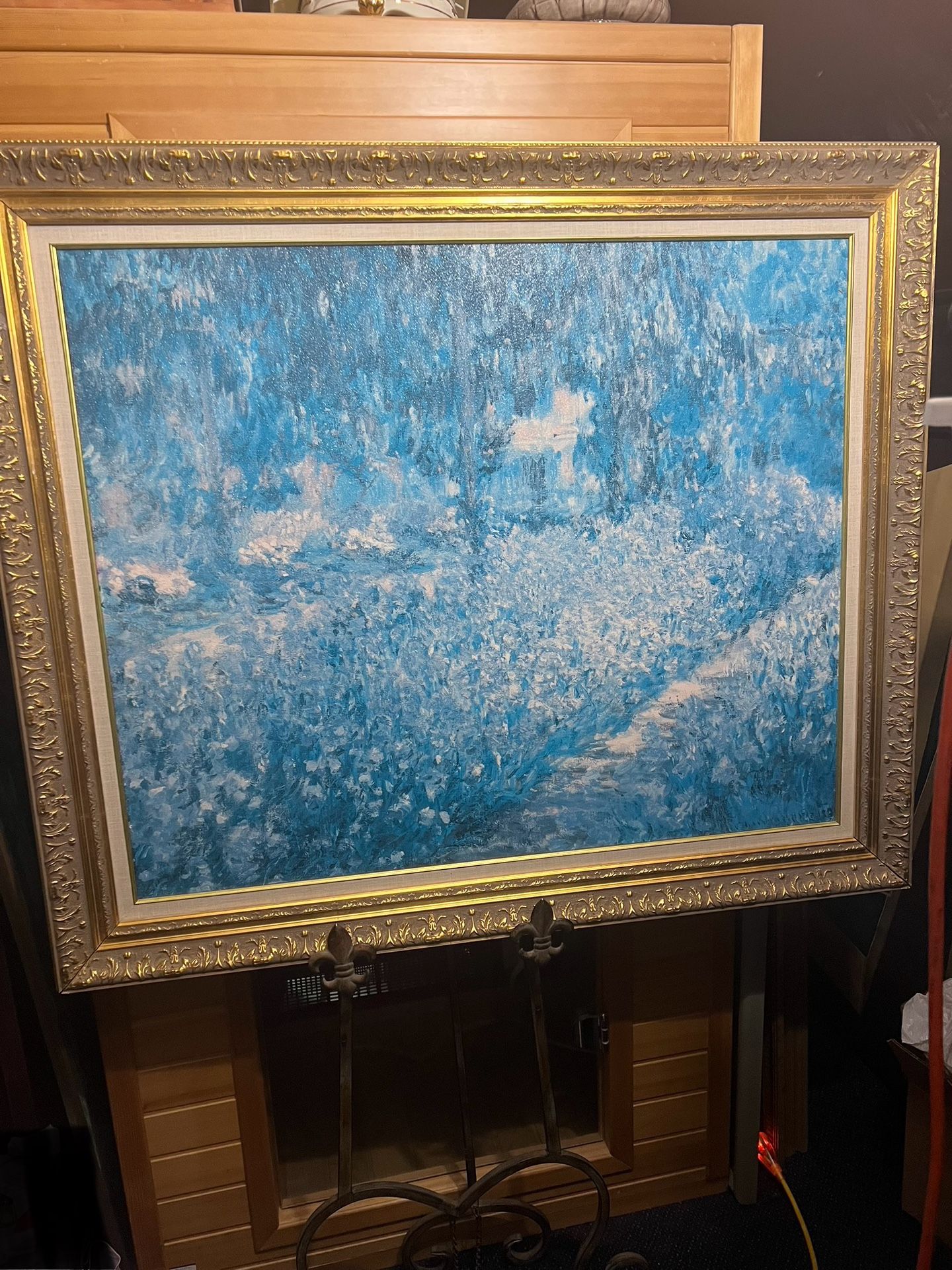 Large Giverny Monet's Garden Framed Painting 47 3/8” X 40 3/8”