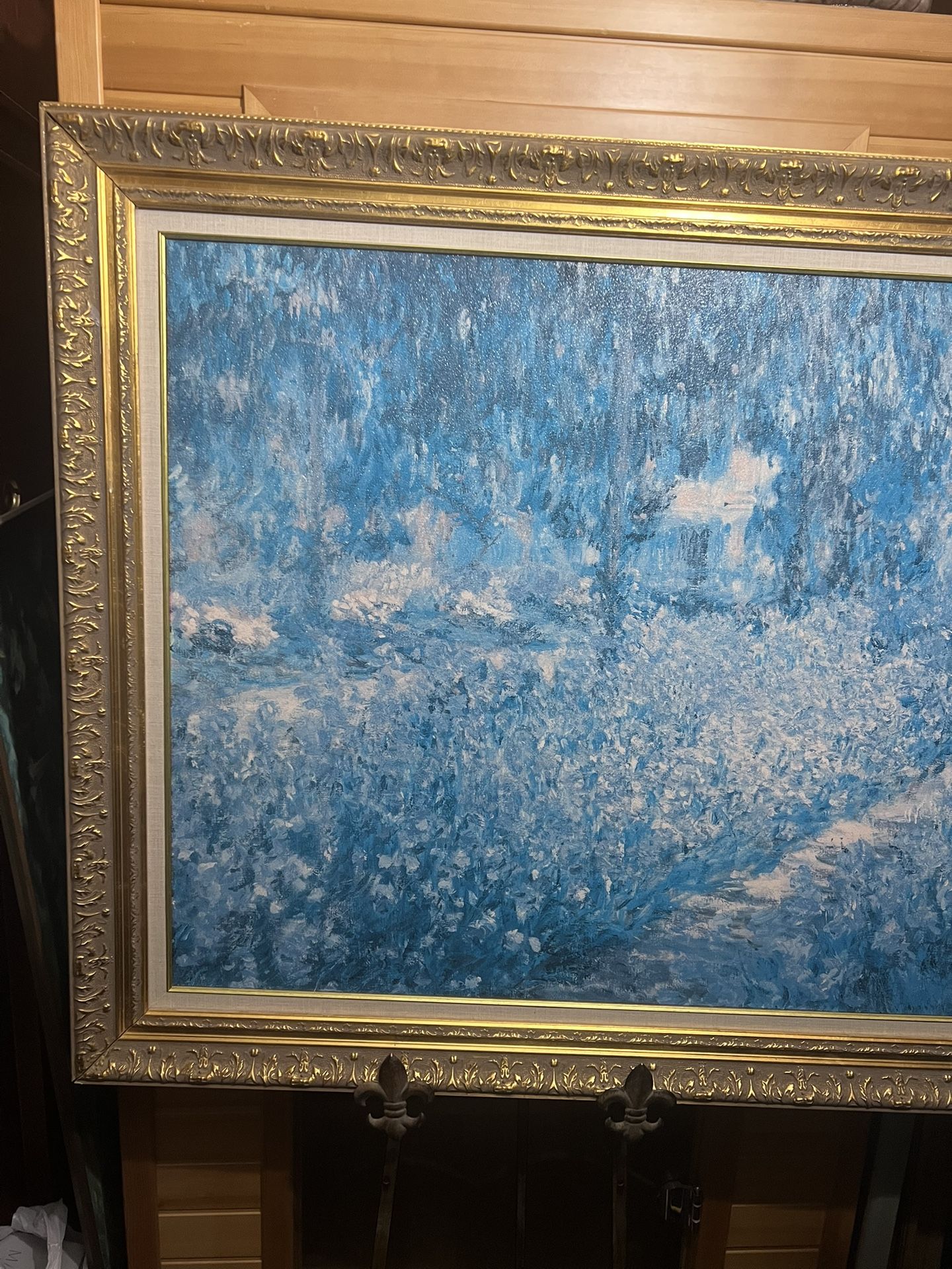 Large Giverny Monet's Garden Framed Painting 47 3/8” X 40 3/8” - photo 2