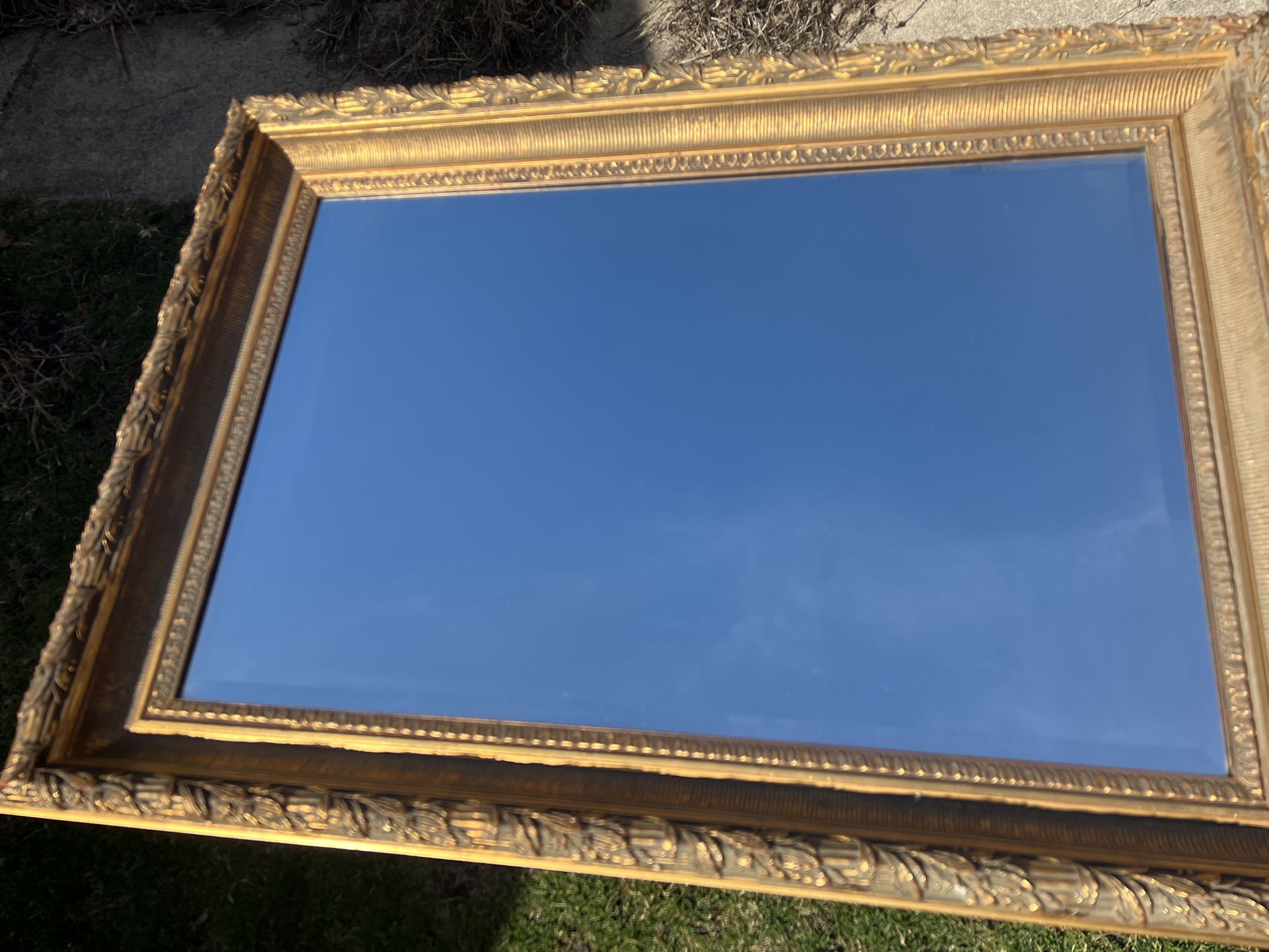 Large Ornate LeBarge Gilt Beveled Glass Mirror 44 58” X 32 5/8”