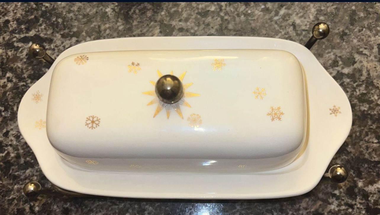 GAILSTYN 22K Gold Design GOLDEN STARDRIFT Butter Dish vintage W2