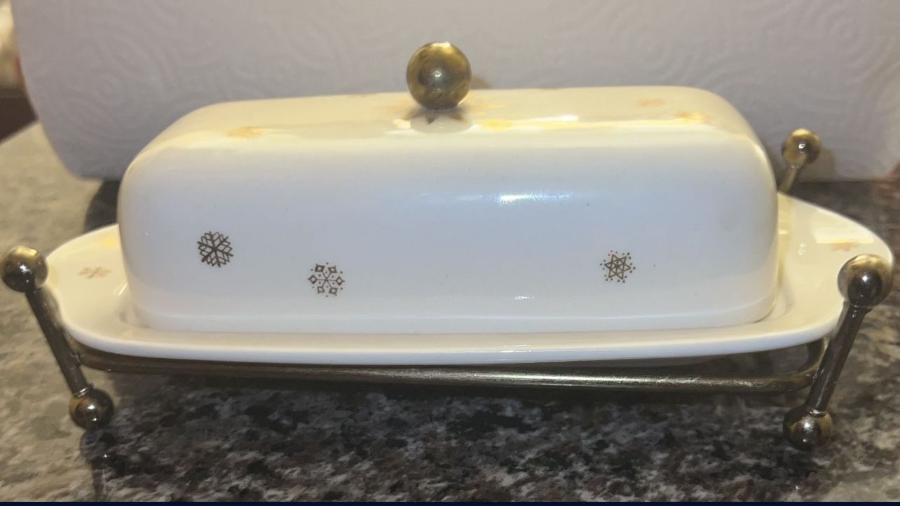 GAILSTYN 22K Gold Design GOLDEN STARDRIFT Butter Dish vintage W2 - photo 5
