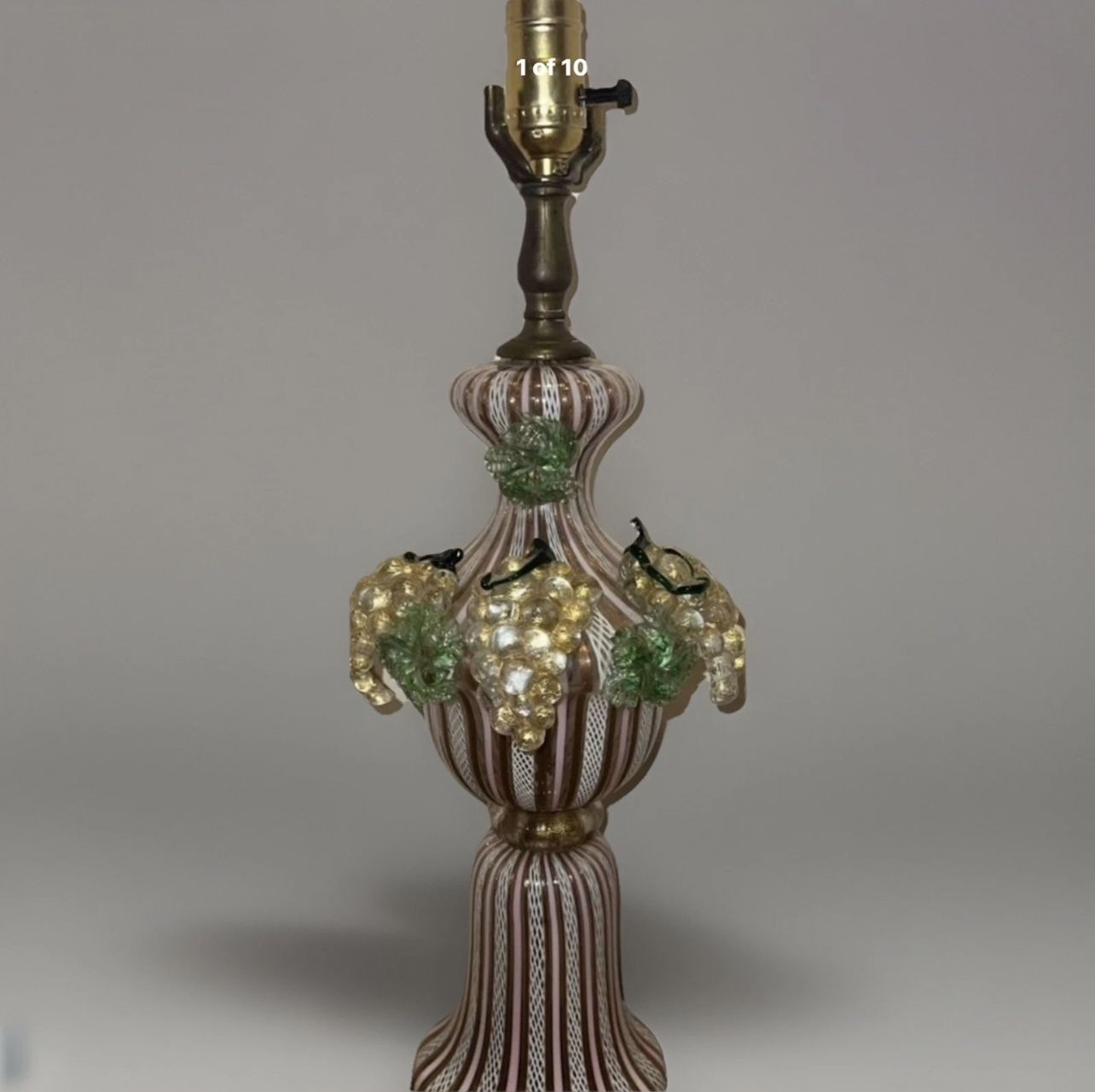 RARE MURANO HAND BLOWN GLASS LAMP GRAPE CLUSTERS LATTICINO