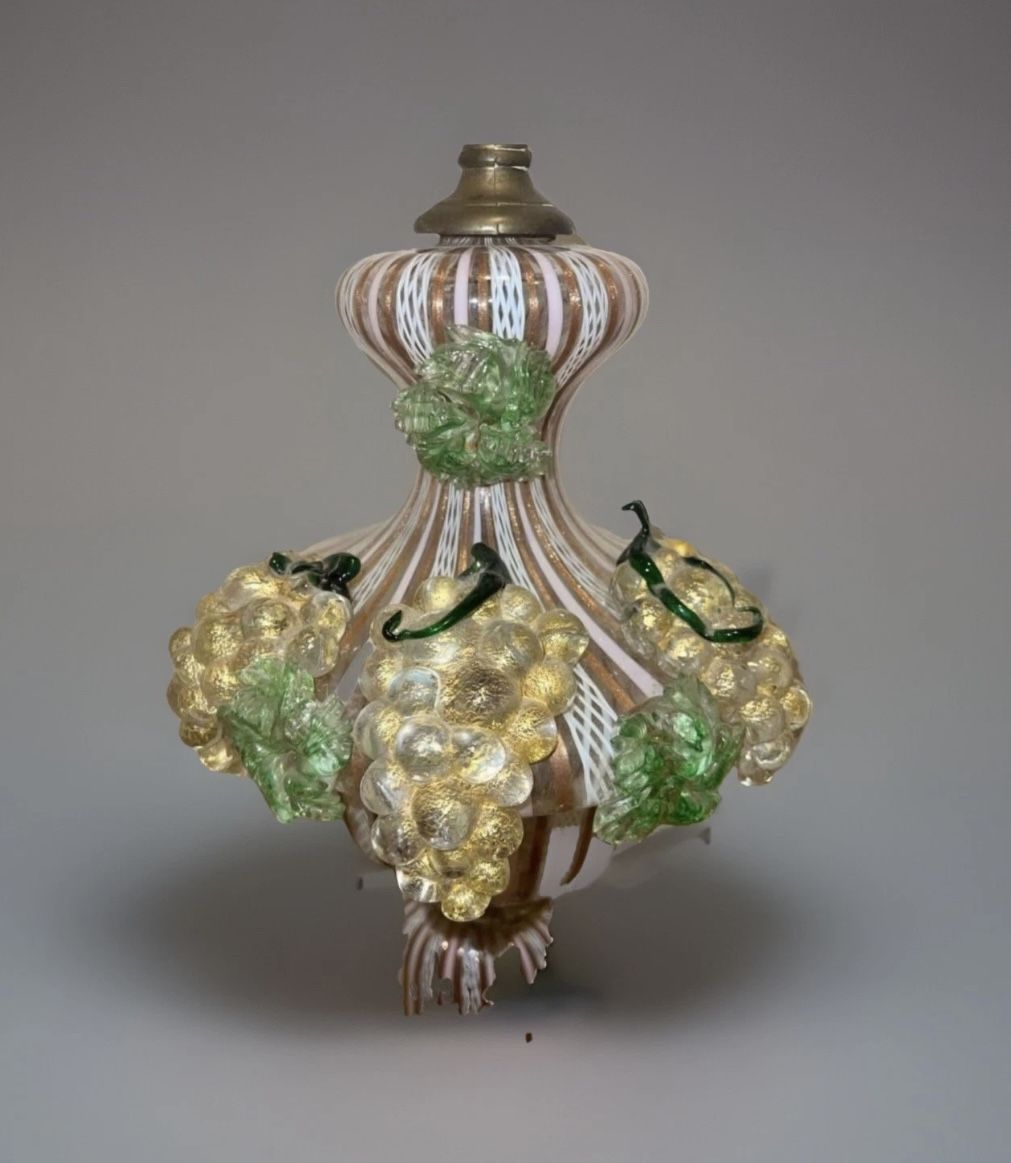 RARE MURANO HAND BLOWN GLASS LAMP GRAPE CLUSTERS LATTICINO - photo 2