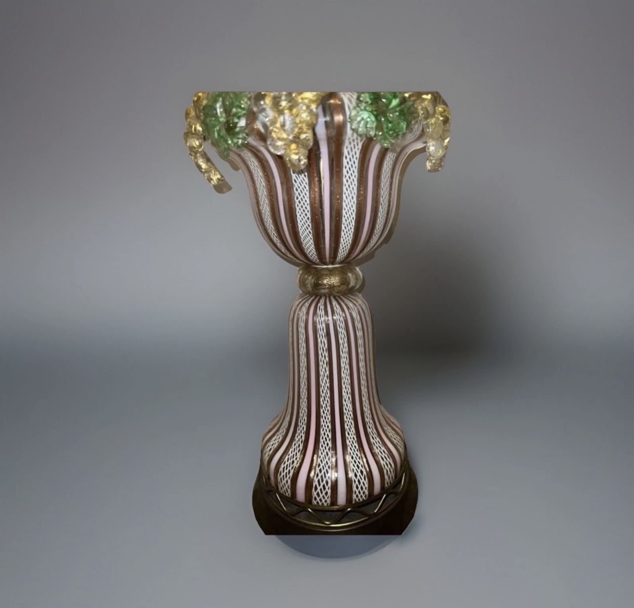 RARE MURANO HAND BLOWN GLASS LAMP GRAPE CLUSTERS LATTICINO - photo 3
