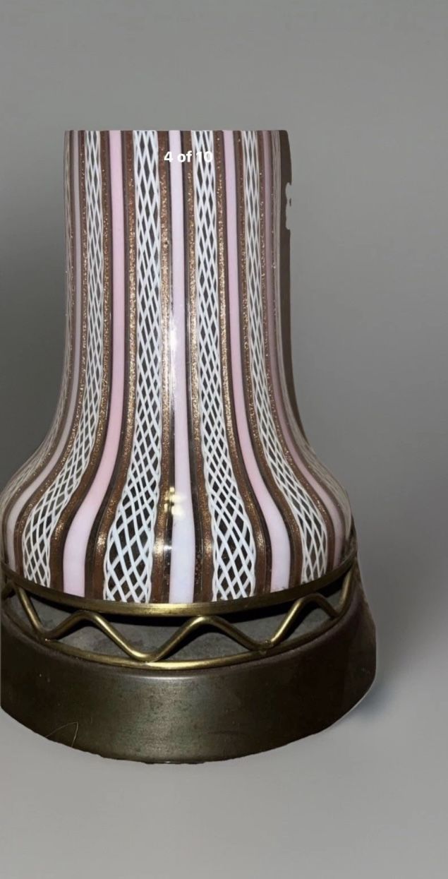 RARE MURANO HAND BLOWN GLASS LAMP GRAPE CLUSTERS LATTICINO - photo 4