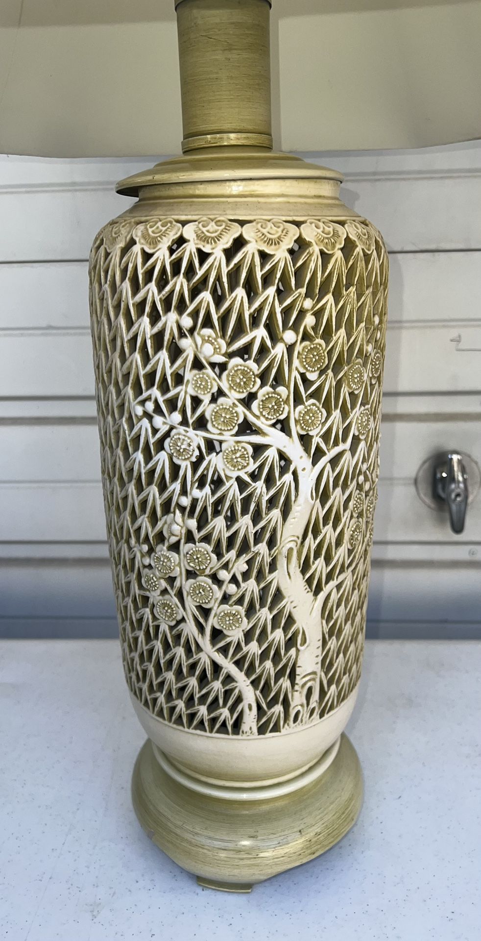 Vintage Porcelain Blanc De Chine Cherry Blossom Lamps - photo 2