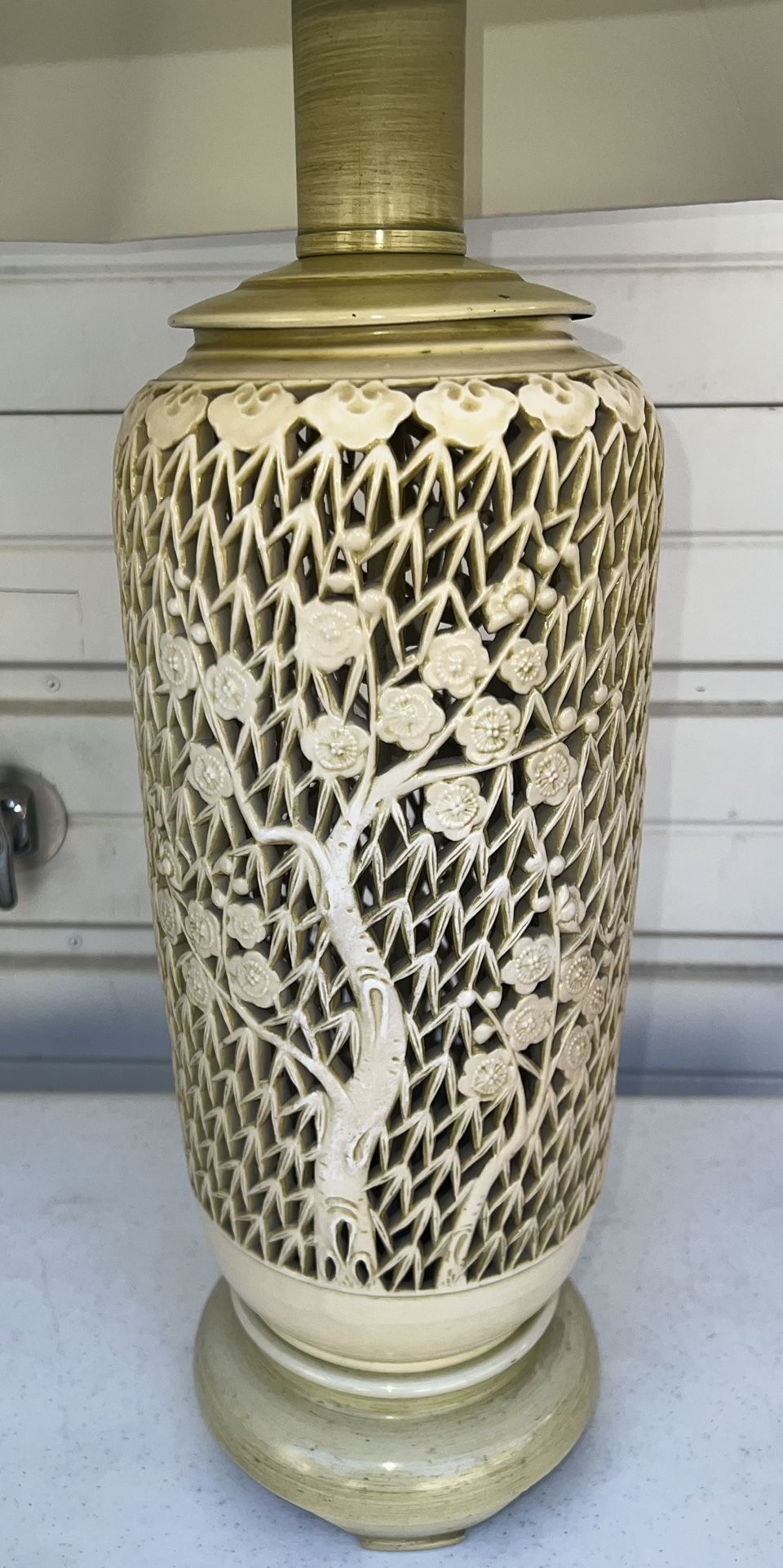 Vintage Porcelain Blanc De Chine Cherry Blossom Lamps - photo 3