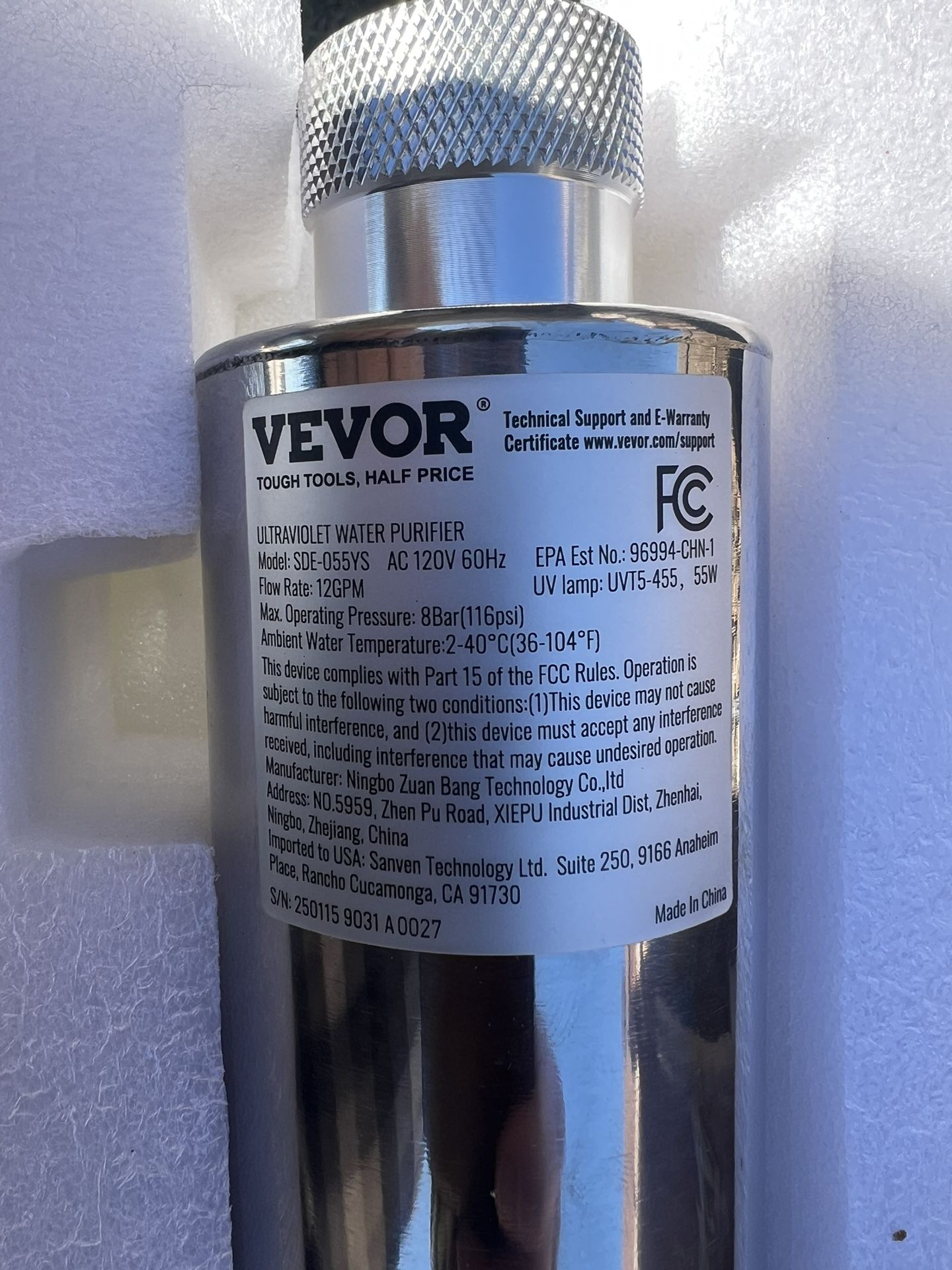 ULTRAVIOLET WATER PURIFIER FC Model: SDE-055YS REPLACEMENT - photo 5
