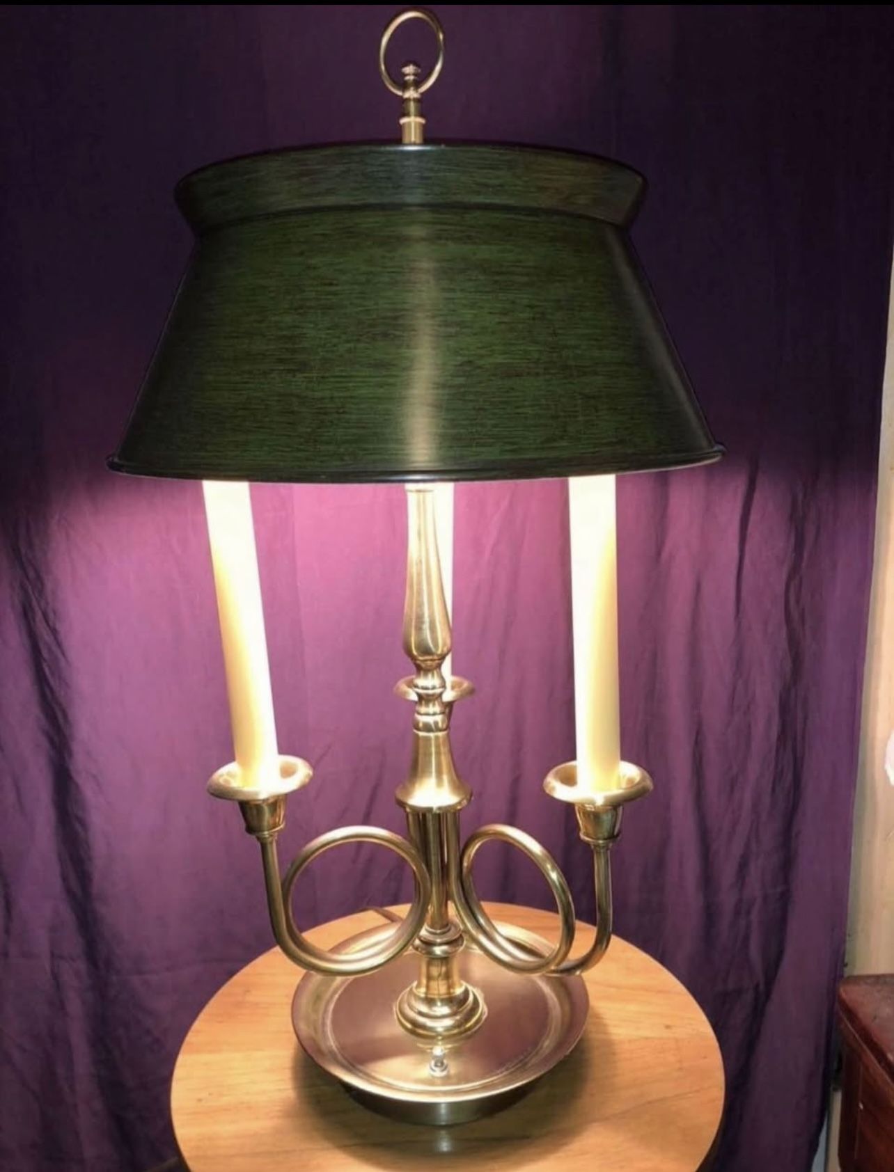 Vintage Frederick Cooper Brass Horn Bouillotte Lamp