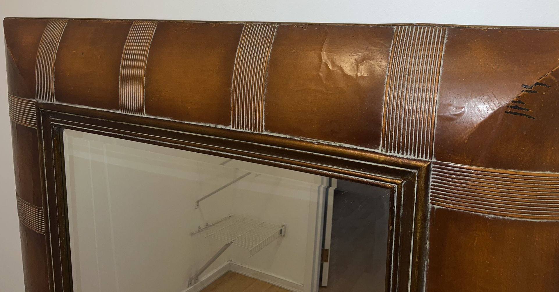 Interesting 4’x5’ Or 5’x4’ Wall Mirror - Bamboo/Leather Look - photo 3