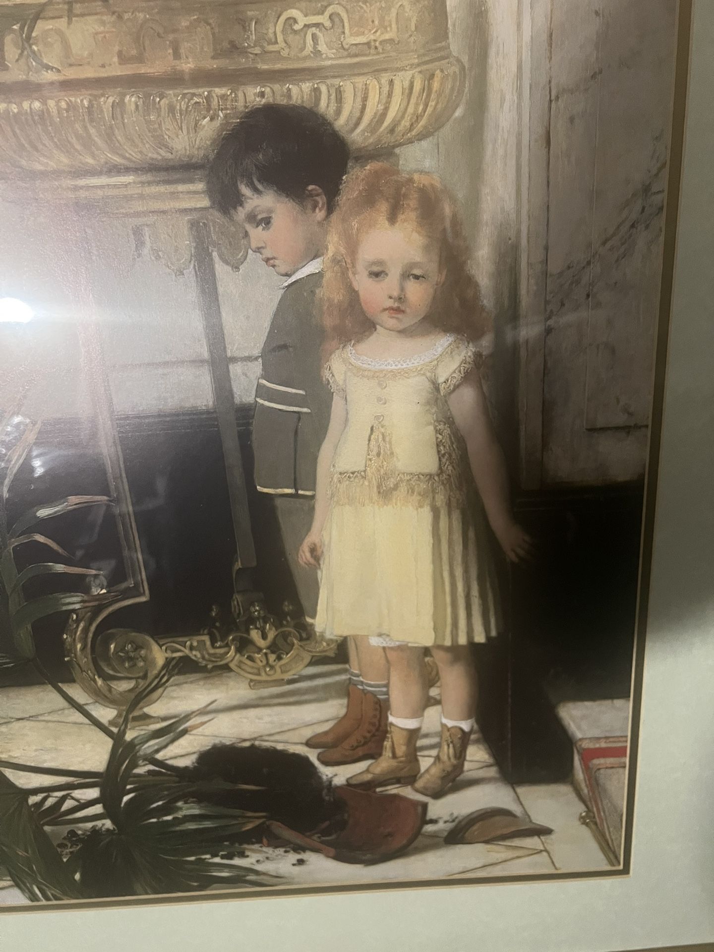 Jan Verhas "The Broken Flower Pot" Art 39 1/2"x 29 5/8" Gold Fra - photo 2