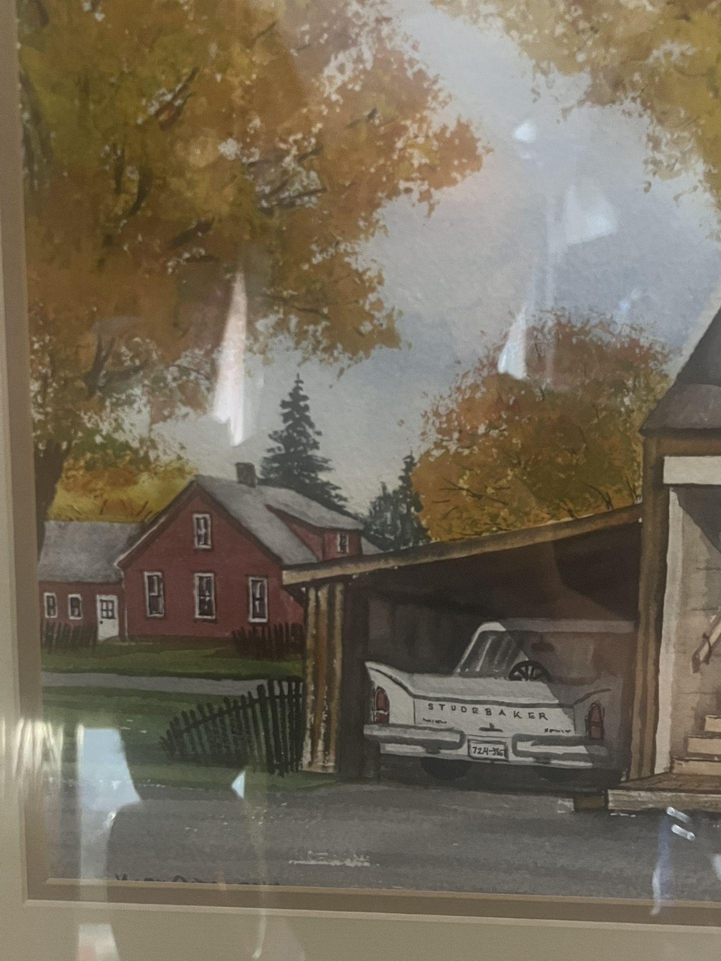 Watercolor Coca Cola, Studebaker, Post Office, Gas Pump Art 39" - photo 3