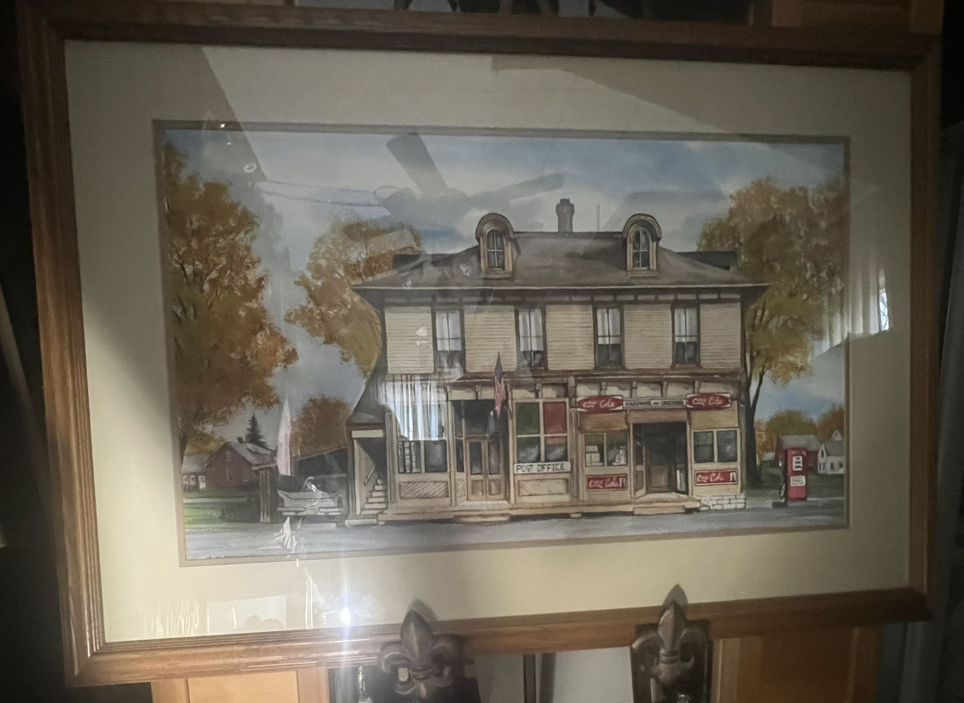 Watercolor Coca Cola, Studebaker, Post Office, Gas Pump Art 39" - photo 5