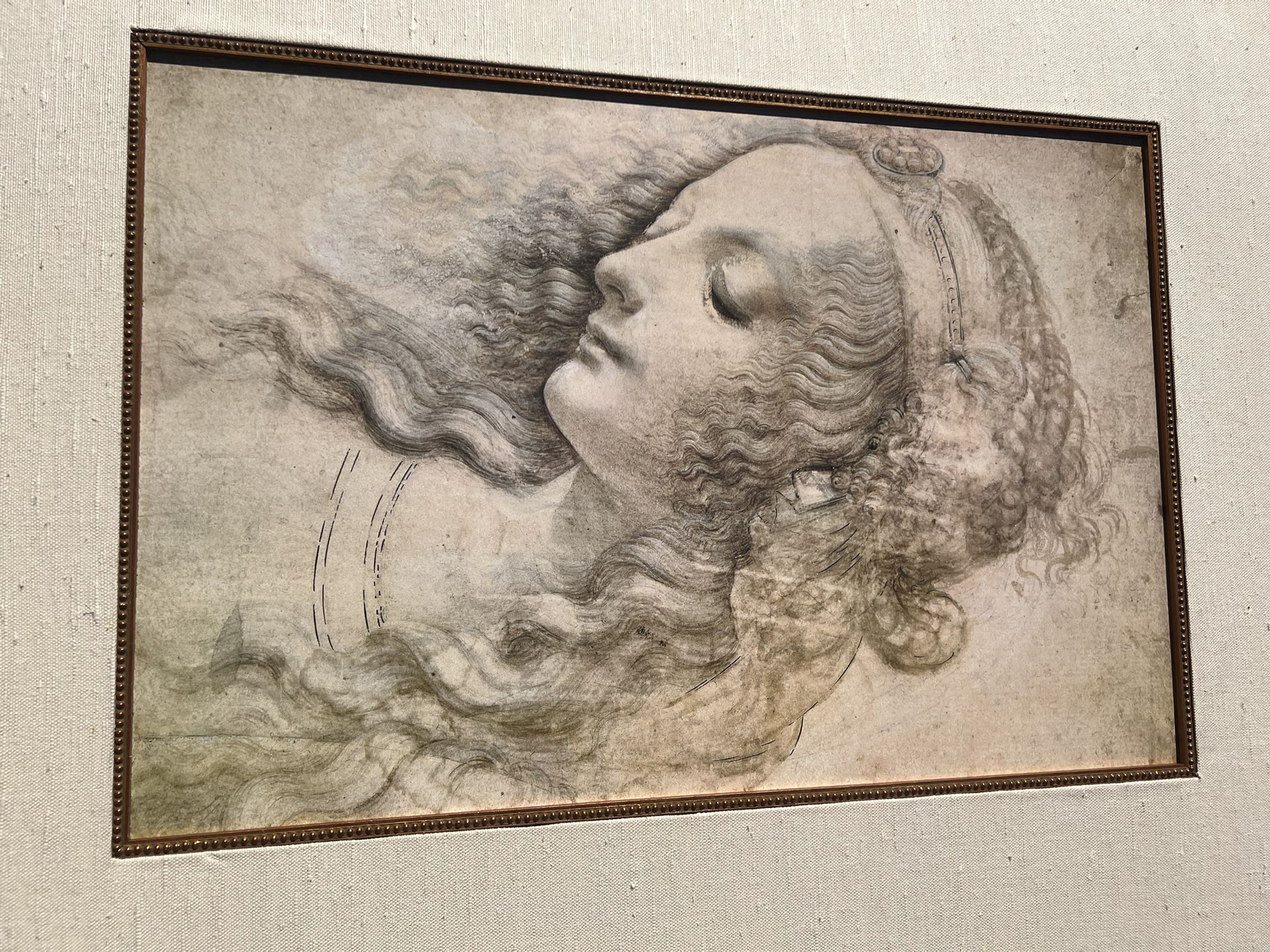 Framed Leonardo De Vinci-Head of Leda Print 37” X 30” - photo 2