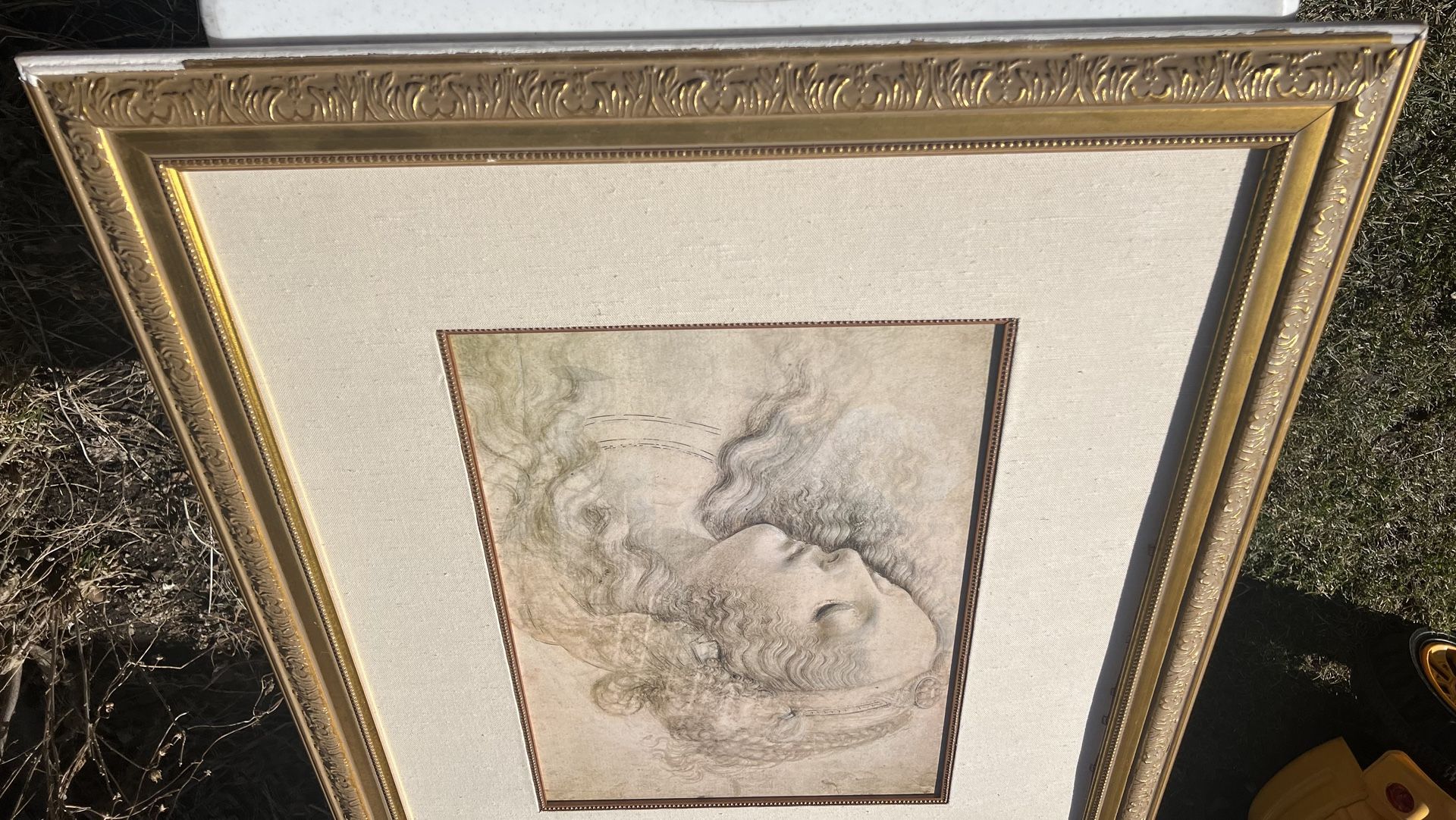 Framed Leonardo De Vinci-Head of Leda Print 37” X 30” - photo 3