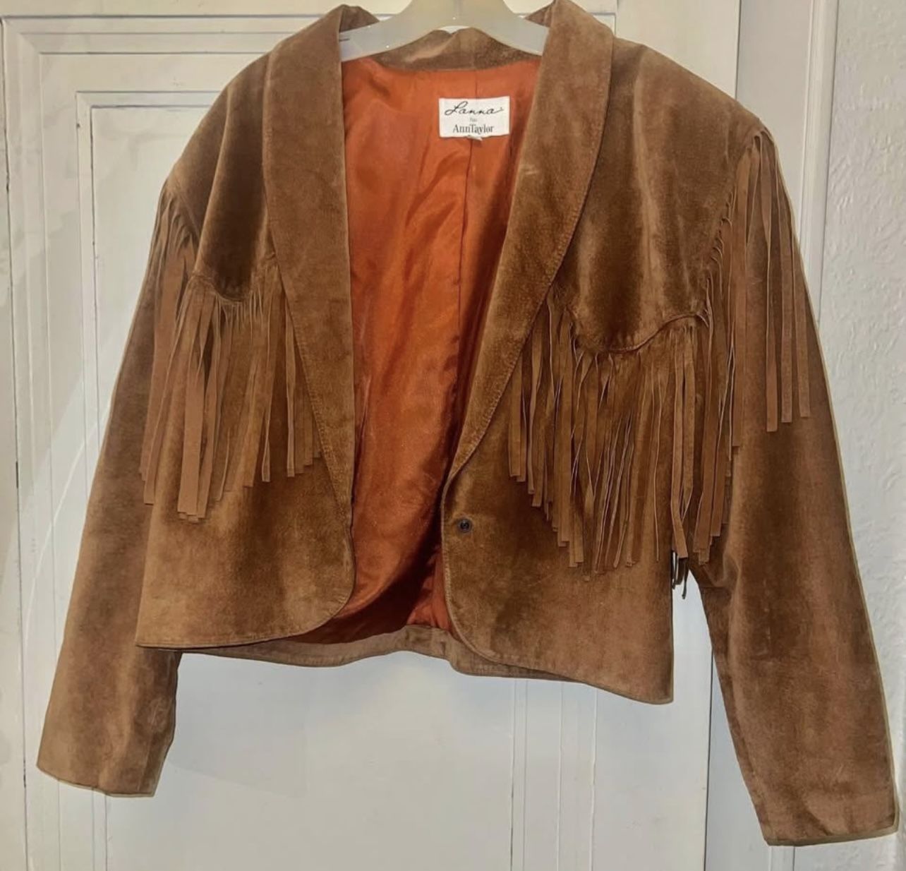 Vintage Lanna for Ann Taylor Leather/Suede Fringe Jacket - Size