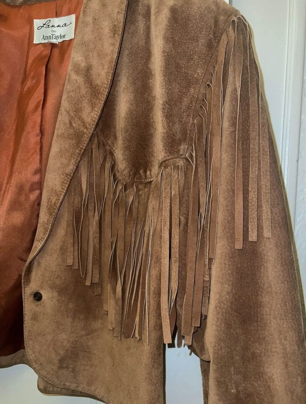 Vintage Lanna for Ann Taylor Leather/Suede Fringe Jacket - Size - photo 2