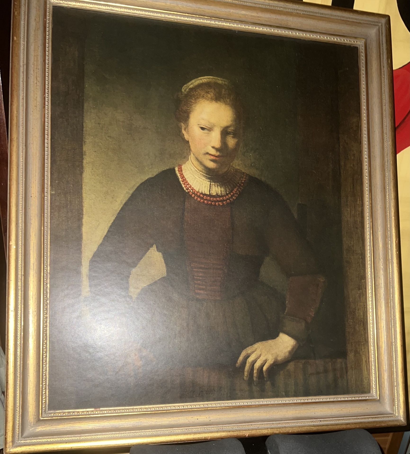 Young Girl At An Open Half Door-Rembrandt Print