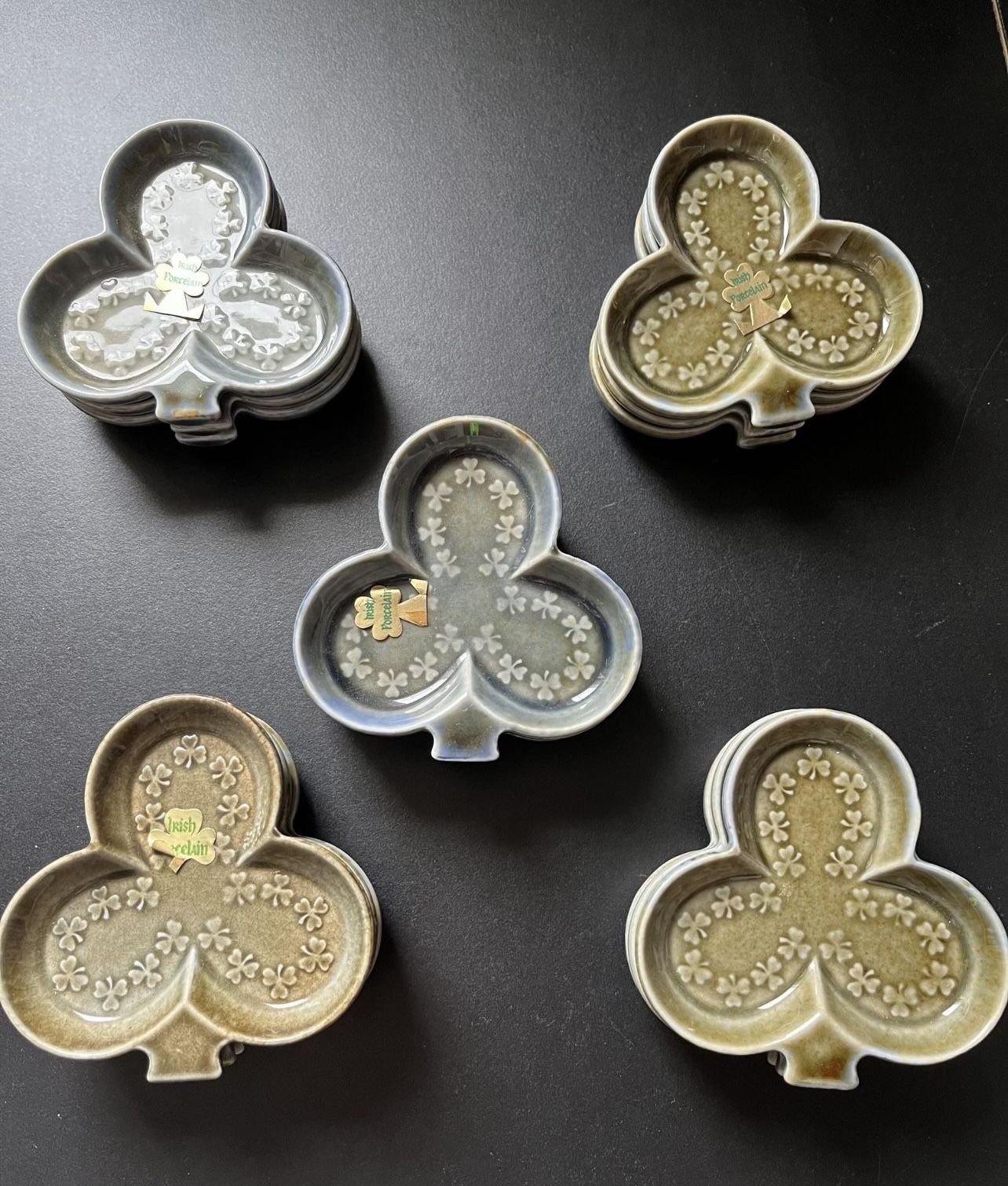 Irish Porcelain By Wade Co 3 Leaf Clover Vtg. Trinket Dish With - photo 4