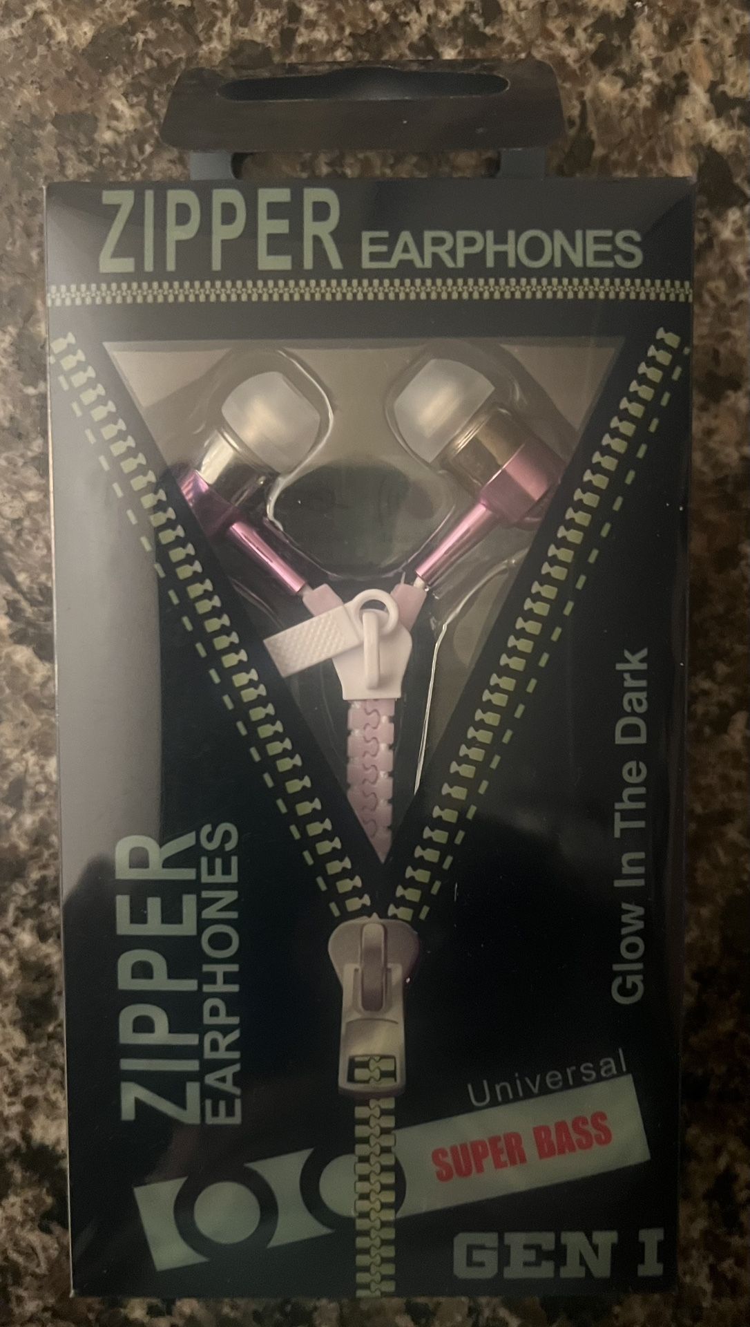 2 Zipper Earphones Glow In The Dark Super Bass New in Box - photo 4