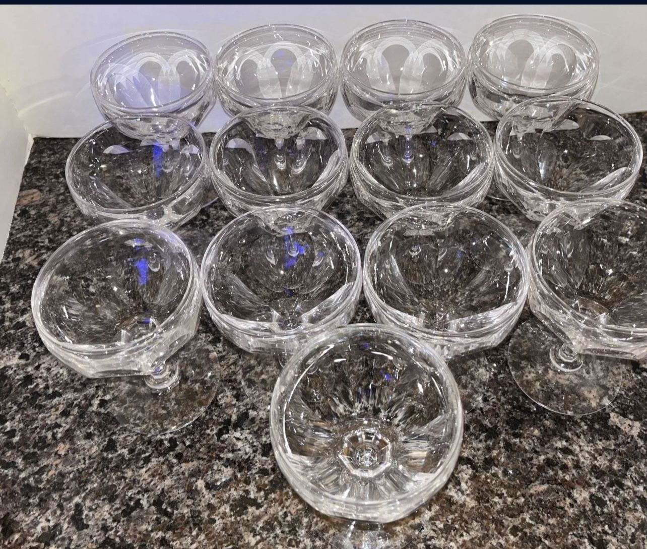 12+1 Crystal Petal Cut Champagne / Sherbet Glasses