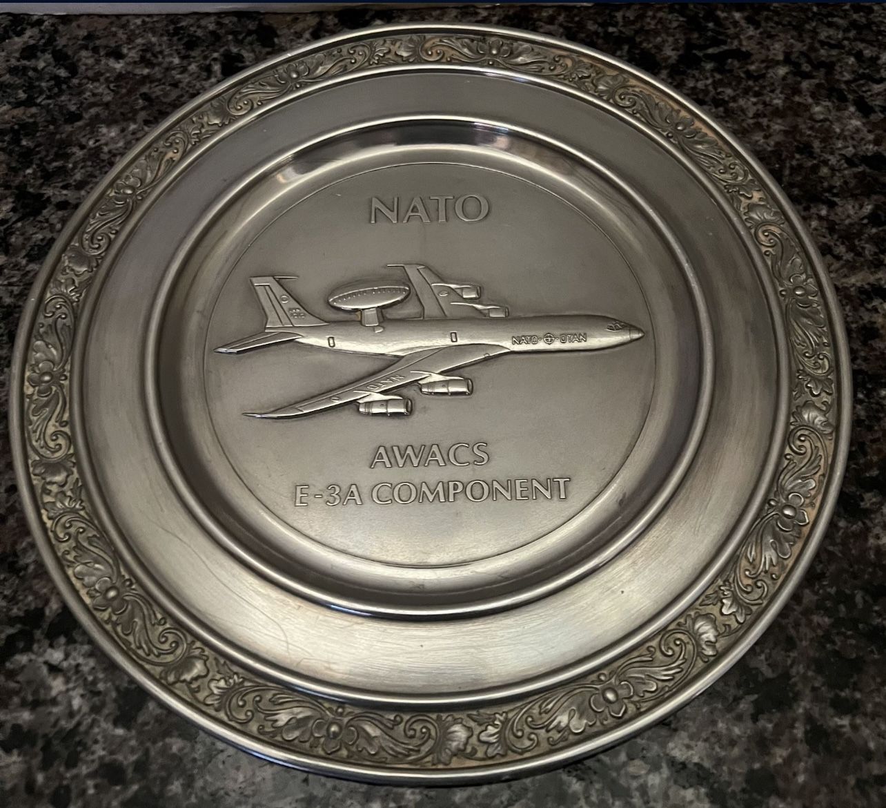 Germany Made NATO AWACS E-3A COMPONENT Pewter Plate RARE
