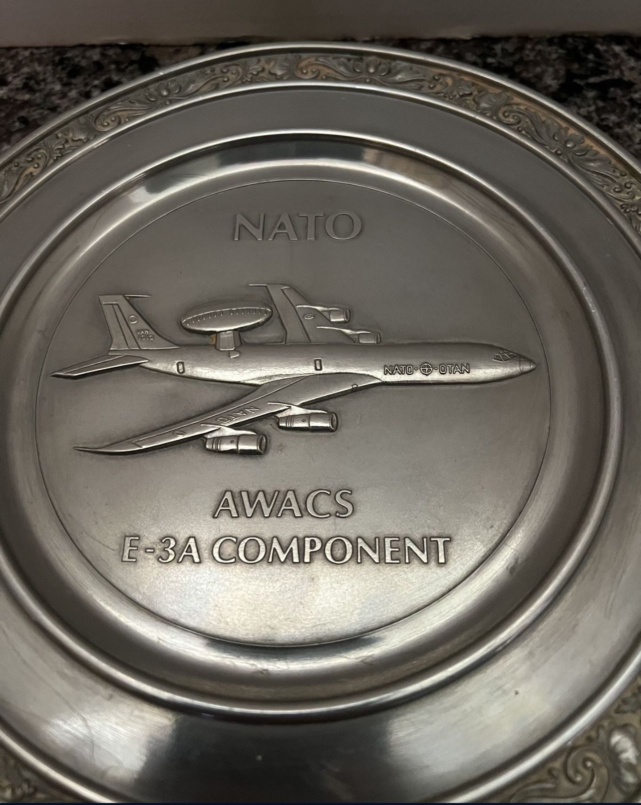 Germany Made NATO AWACS E-3A COMPONENT Pewter Plate RARE - photo 2