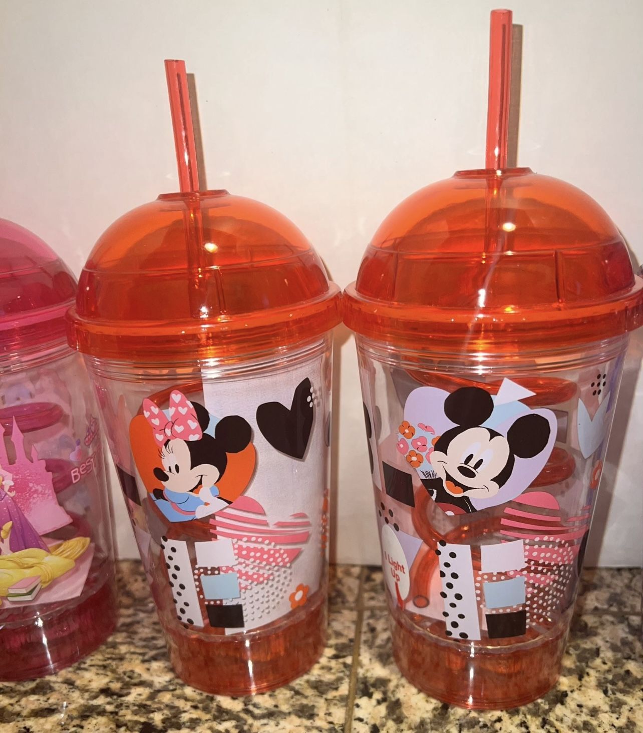 6 Flashing Disney Dome Cups - Mickey, Minnie, Frozen, Cinderella - photo 3