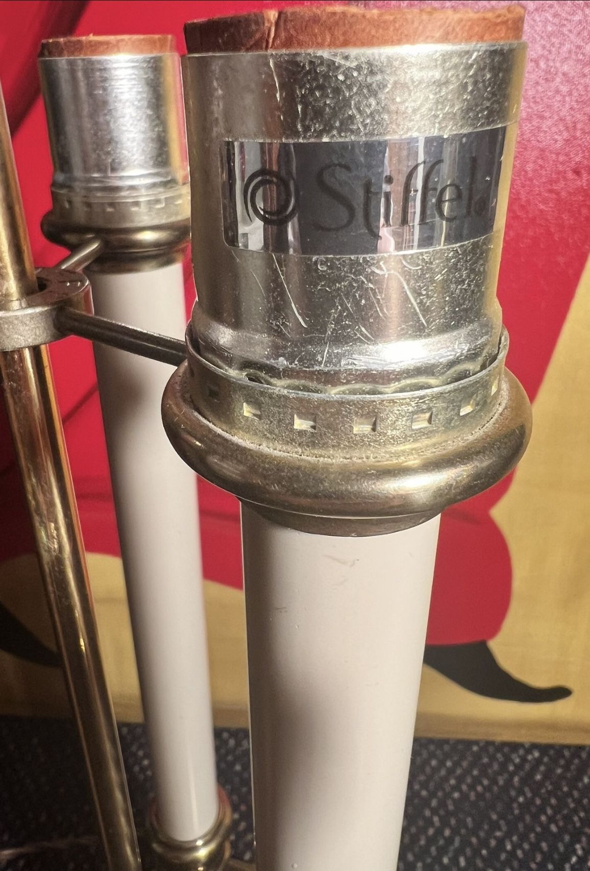 Vintage Stiffel 3 Arm Candle Antique Brass Desk Lamp Candelabra - photo 4