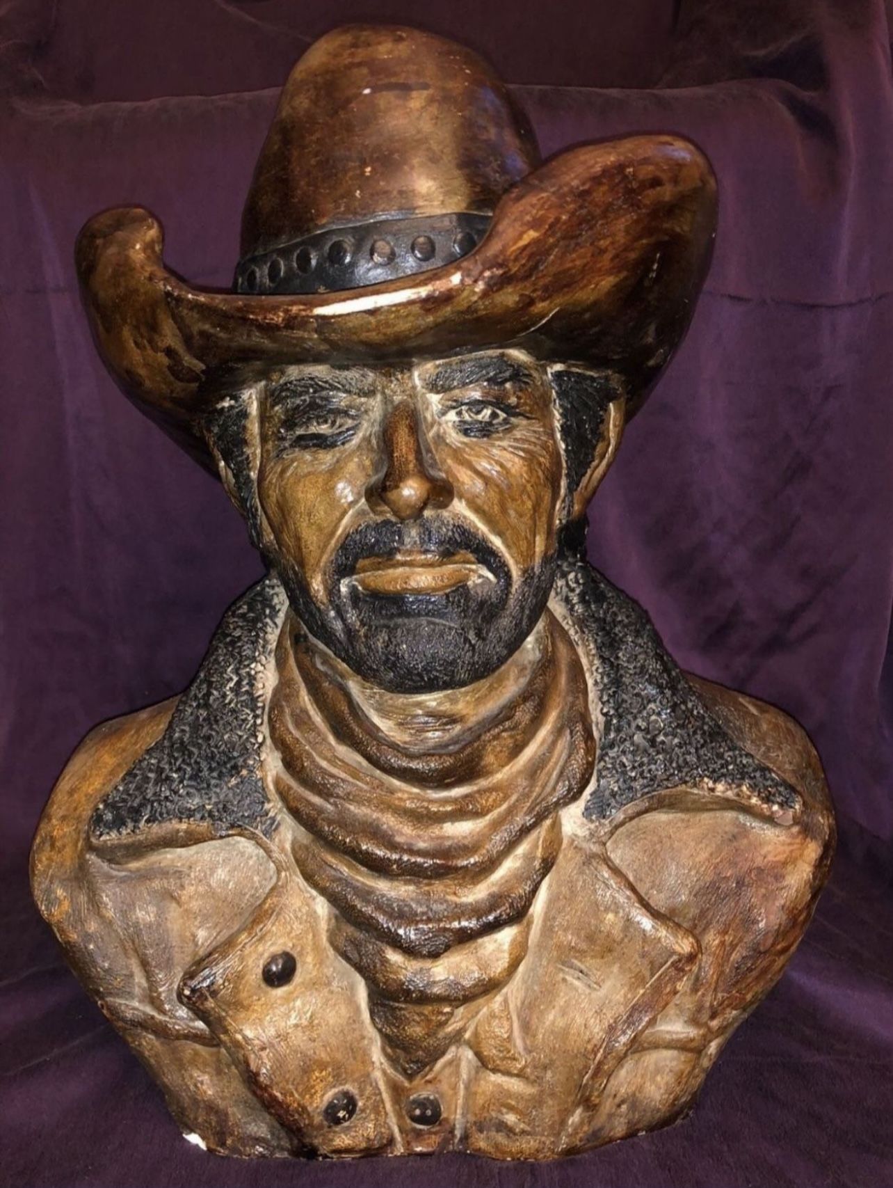 Western Cowboy Bust (Marlboro Man) Signed Alereo 17" Art Studio
