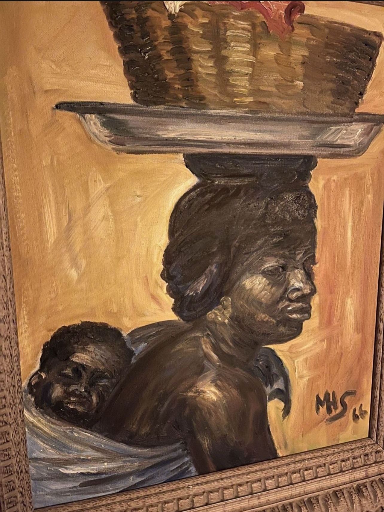 Original oil painting, African woman with baby Signed & Dated Ap - photo 3