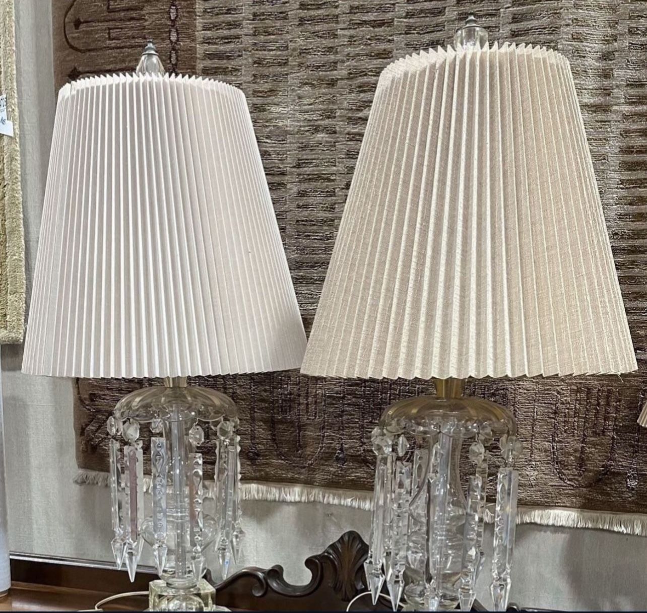 Hollywood Regency Bohemian Crystal Table Lamps