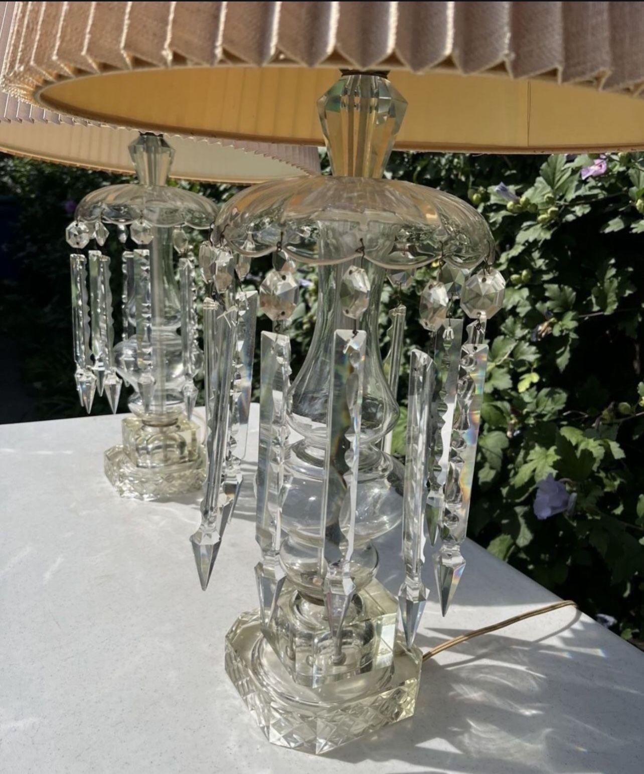 Hollywood Regency Bohemian Crystal Table Lamps - photo 3